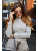 Women\'s turtleneck made of ribbed fabric, beige 5809 - Online store - Boutique